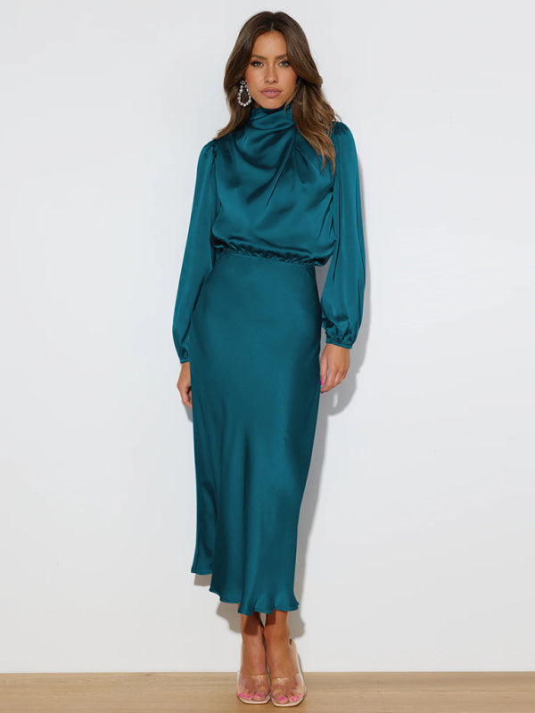 Satin Long Sleeve Dress