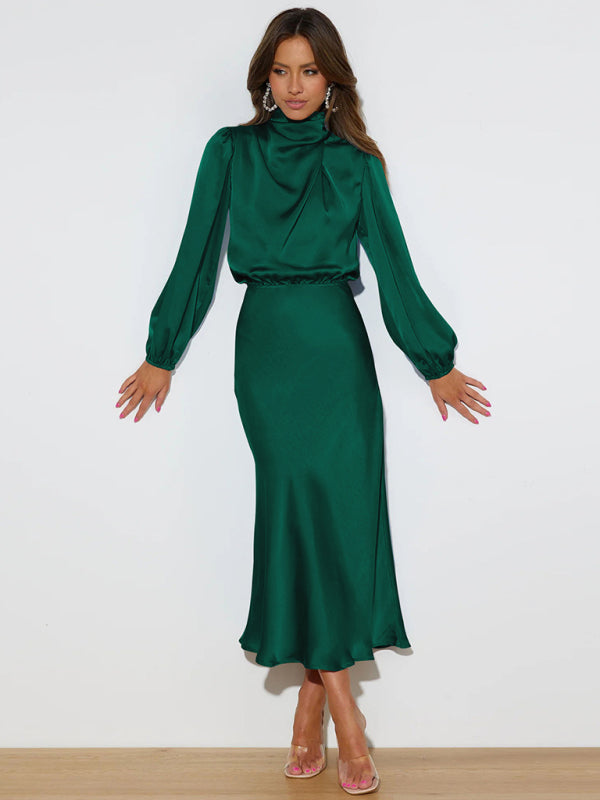 Satin Long Sleeve Dress