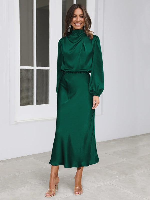 Satin Long Sleeve Dress