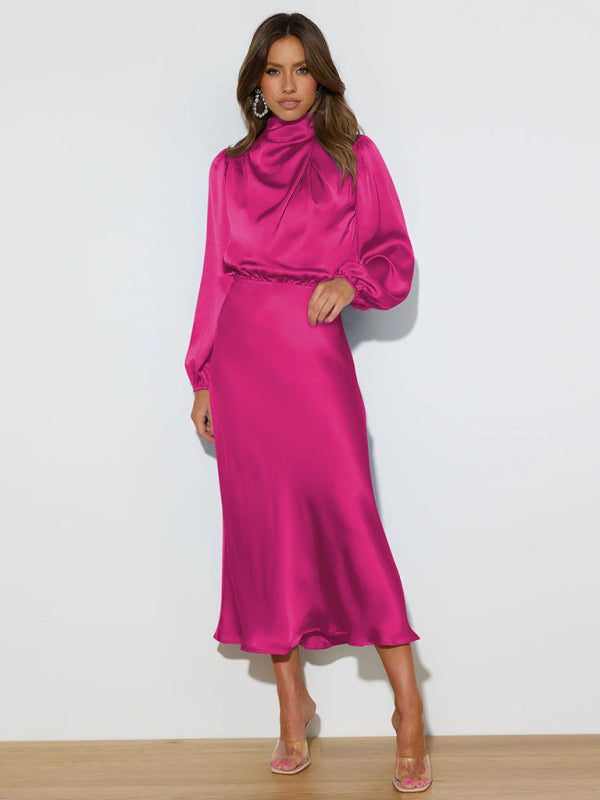 Satin Long Sleeve Dress