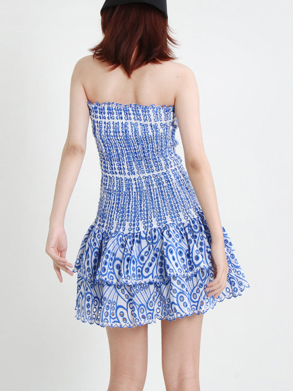 Embroidered Eyelet Cotton Mini Dress