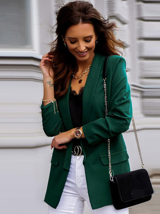 Peak-Lapel Open Front Blazer