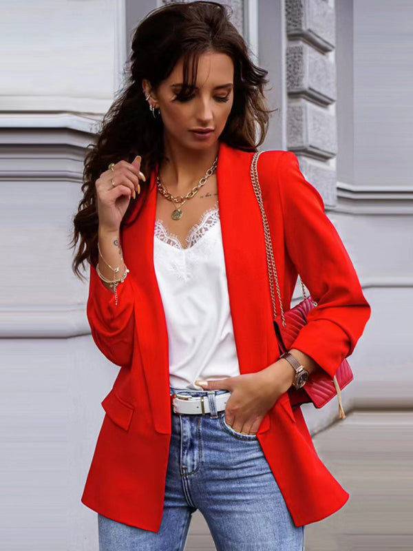 Peak-Lapel Open Front Blazer