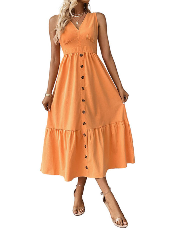 Button-Front Maxi Dress