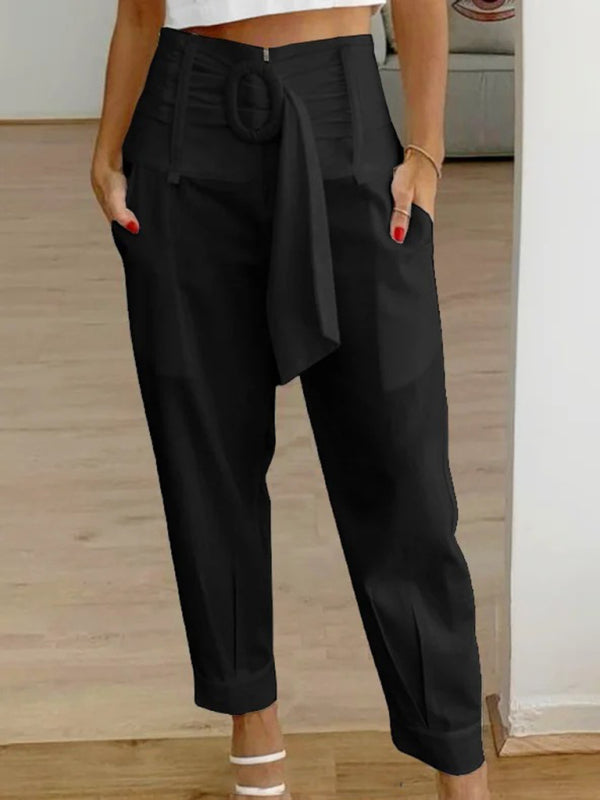 Belted Cropped Ankle Pants