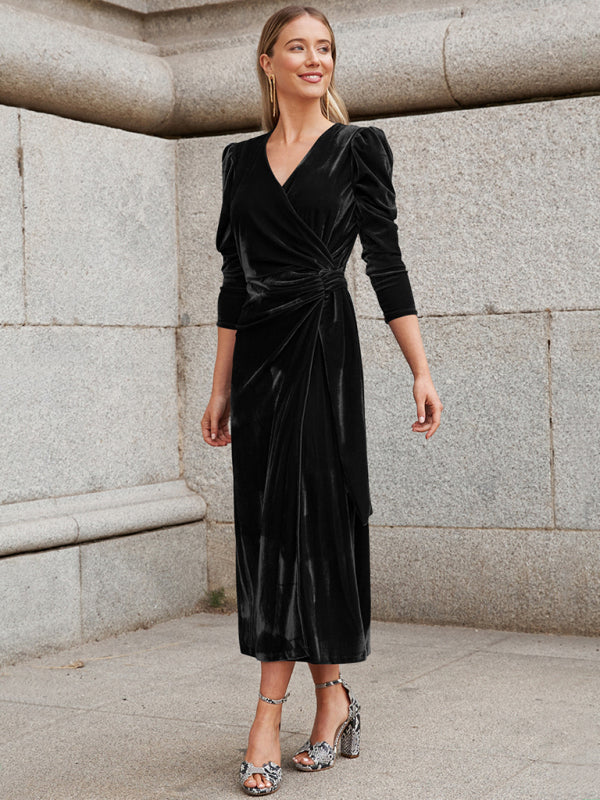 Velvet Faux Wrap Dress