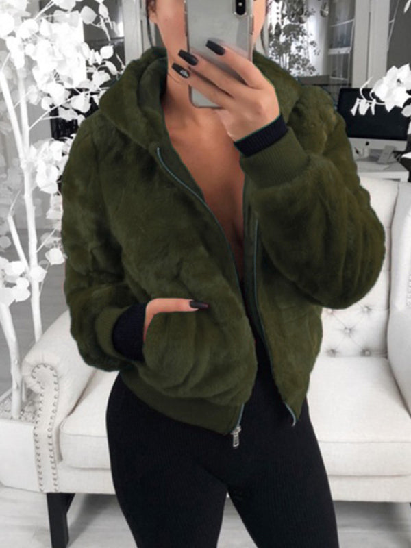 Faux Fur Hoodie Jacket