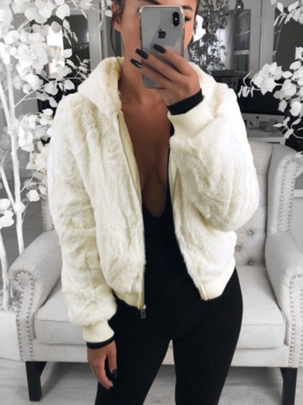 Faux Fur Hoodie Jacket