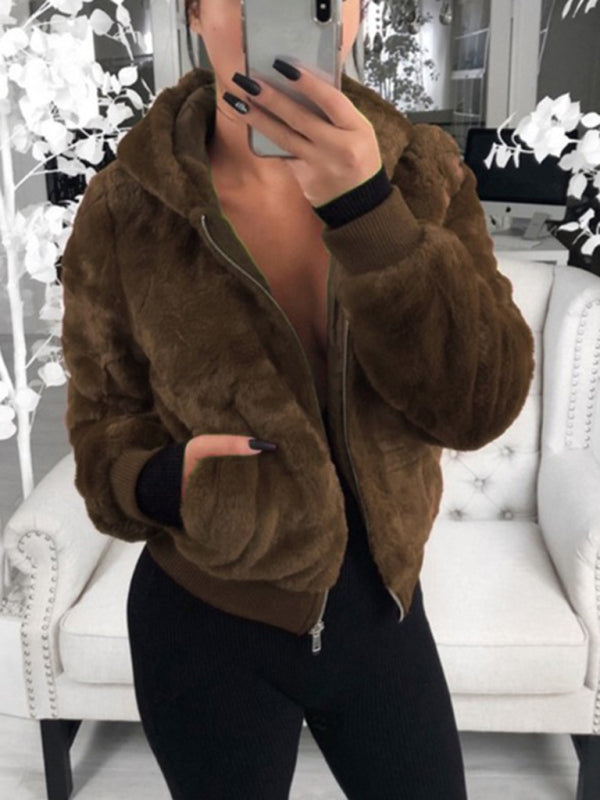 Faux Fur Hoodie Jacket