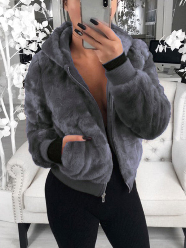 Faux Fur Hoodie Jacket