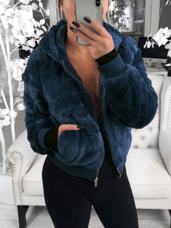 Faux Fur Hoodie Jacket