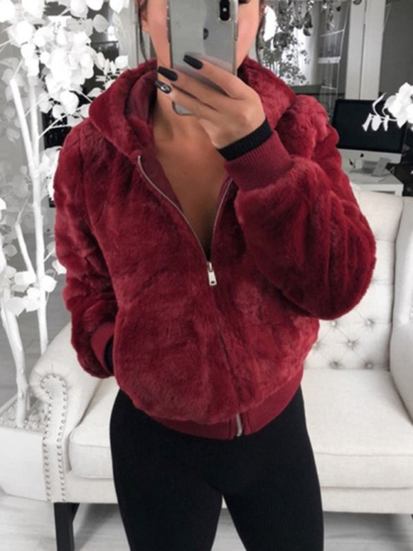 Faux Fur Hoodie Jacket