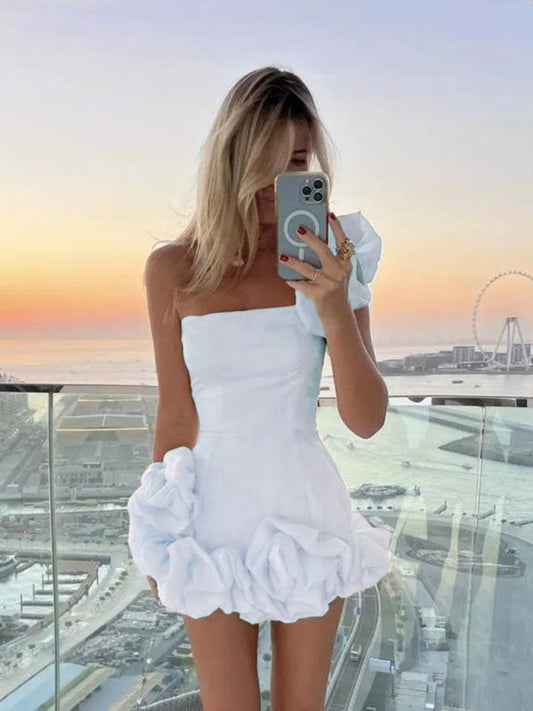 Asymmetrical Ruffle Mini Dress