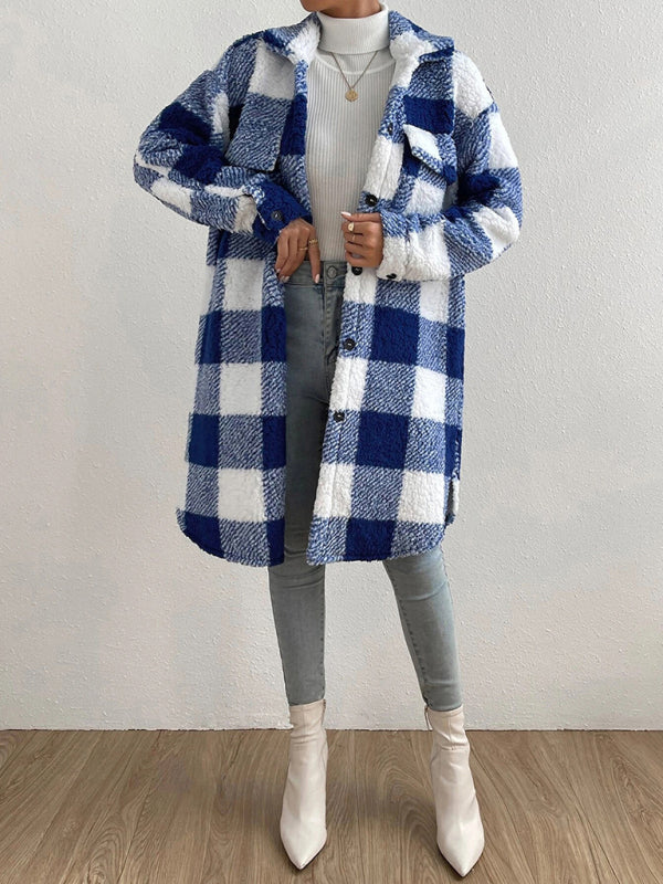 Plush Sherpa Plaid Coat