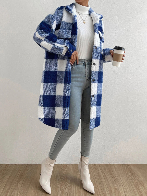 Plush Sherpa Plaid Coat