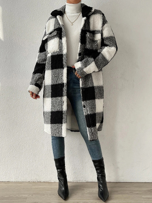 Plush Sherpa Plaid Coat