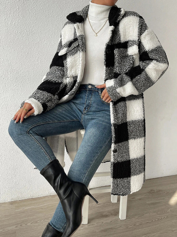 Plush Sherpa Plaid Coat