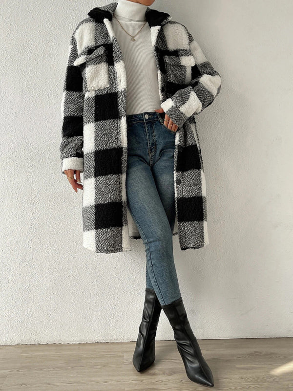 Plush Sherpa Plaid Coat