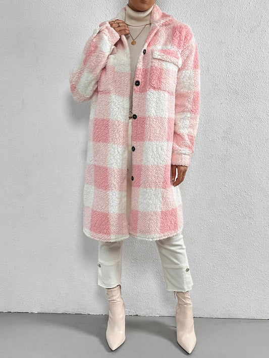 Plush Sherpa Plaid Coat