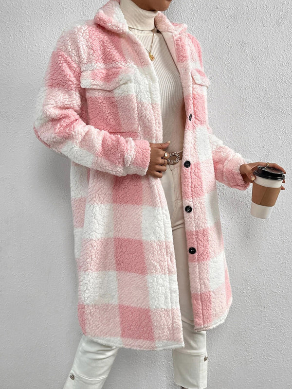 Plush Sherpa Plaid Coat