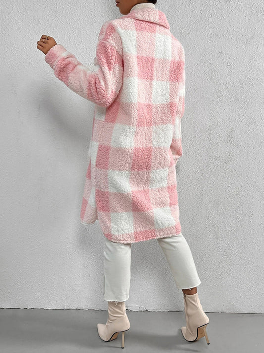 Plush Sherpa Plaid Coat