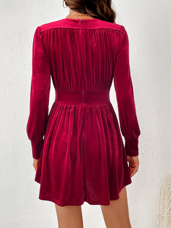 Velvet Button-Front Dress