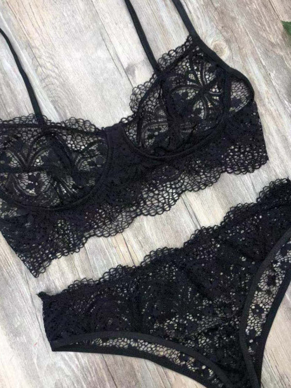 Eyelash Lace Bra Lingerie Set