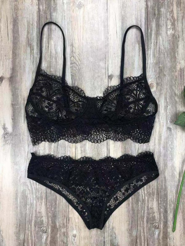 Eyelash Lace Bra Lingerie Set