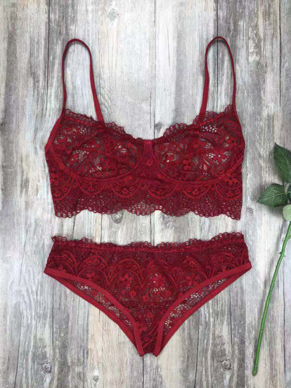 Eyelash Lace Bra Lingerie Set