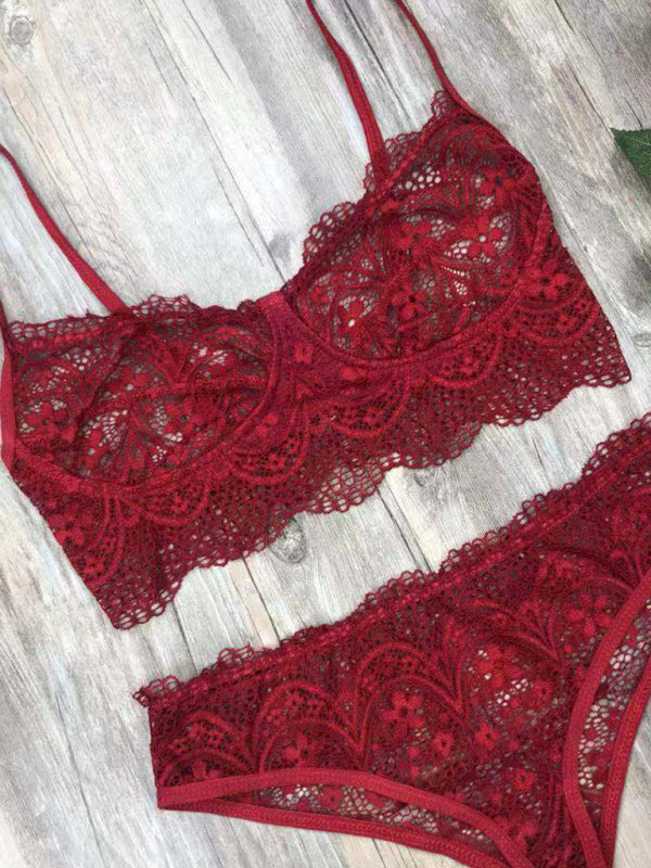 Eyelash Lace Bra Lingerie Set