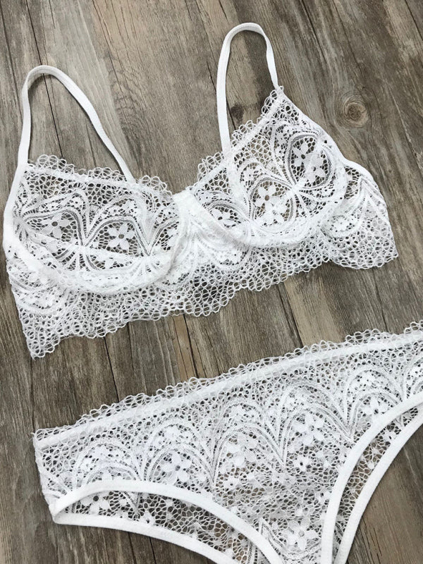 Eyelash Lace Bra Lingerie Set