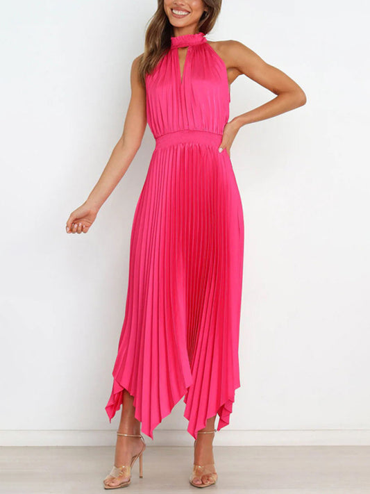 Halter-Neck Pleated Dress