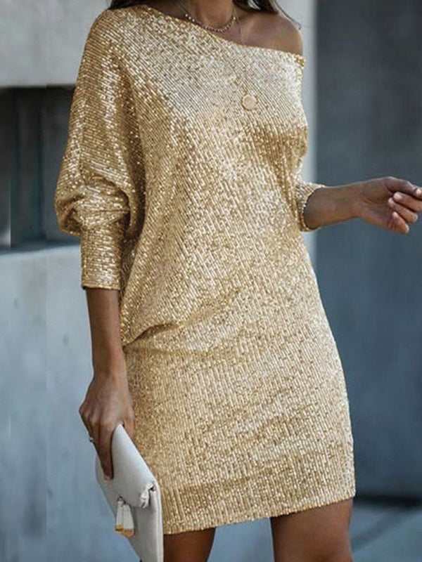 Sequined One Shoulder Dress