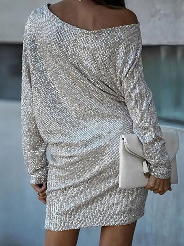 Sequined One Shoulder Dress