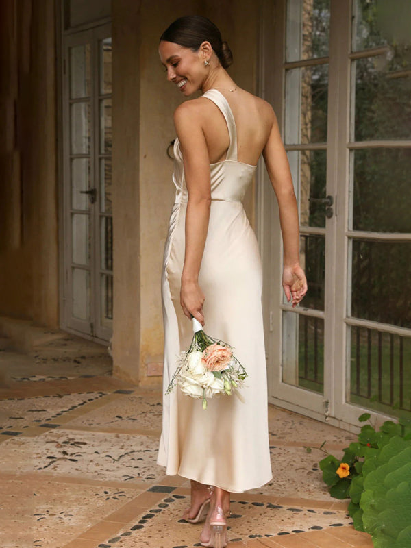 One-Shoulder Satin Dress