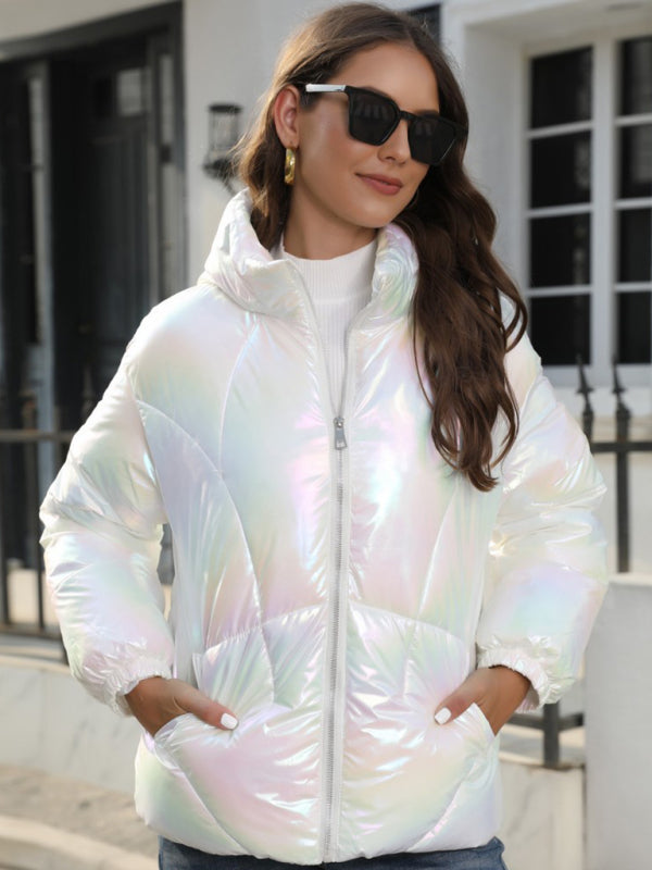 Shiny Quilt Puffer Jacket