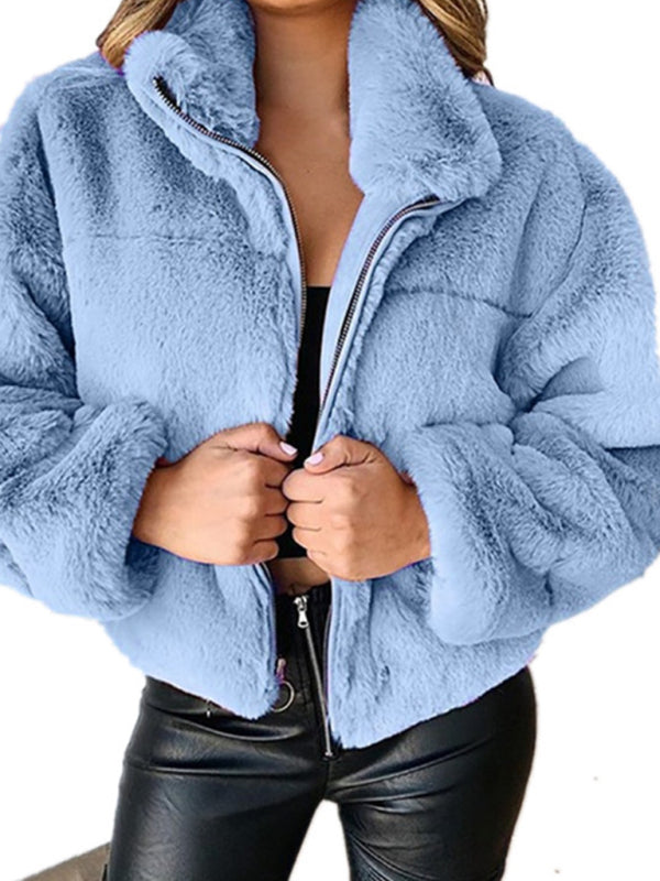 Front Zipper Plush Jacket