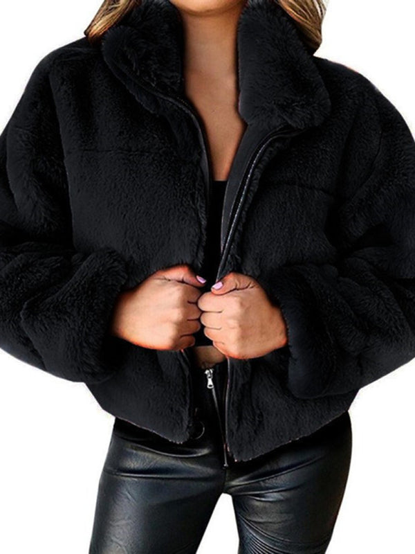 Front Zipper Plush Jacket