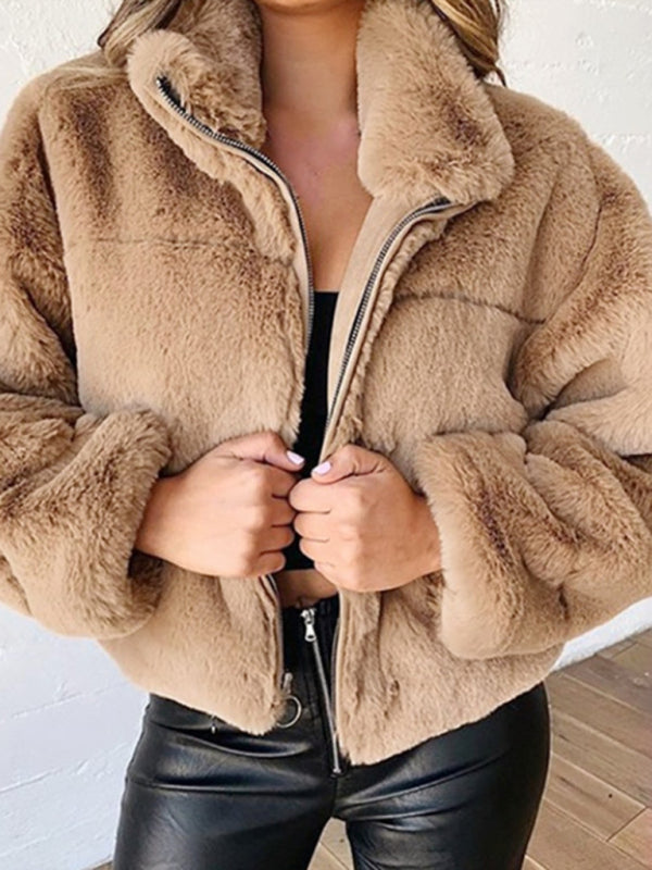 Front Zipper Plush Jacket