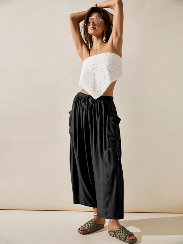 Wide Leg Ankle Cargo Pants