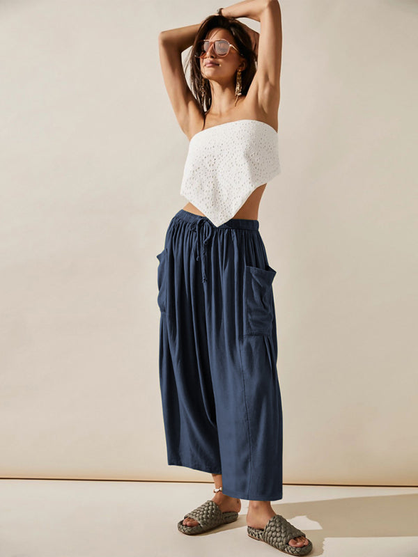 Wide Leg Ankle Cargo Pants