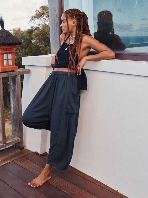 Wide Leg Ankle Cargo Pants