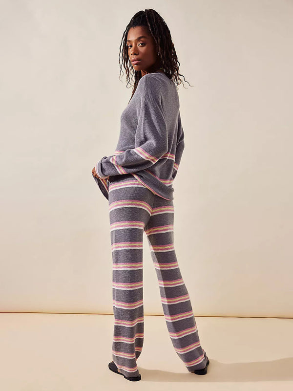 Striped Crewneck Sweater Set