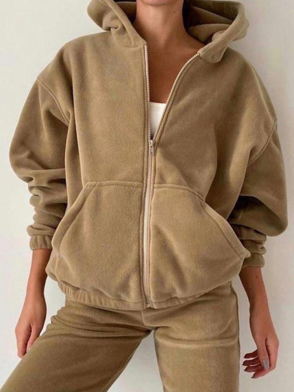 Zip Fleece Hoodie Set