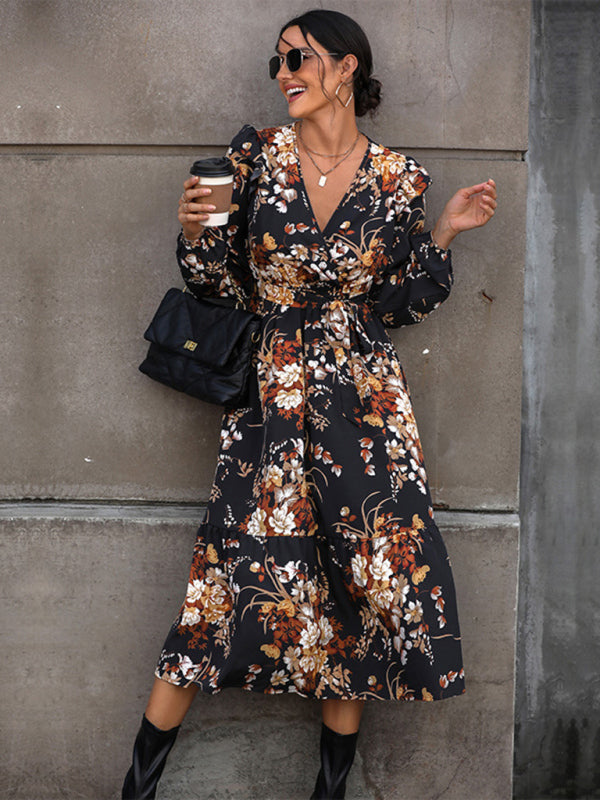 Floral V-Neck Ruffle Dress