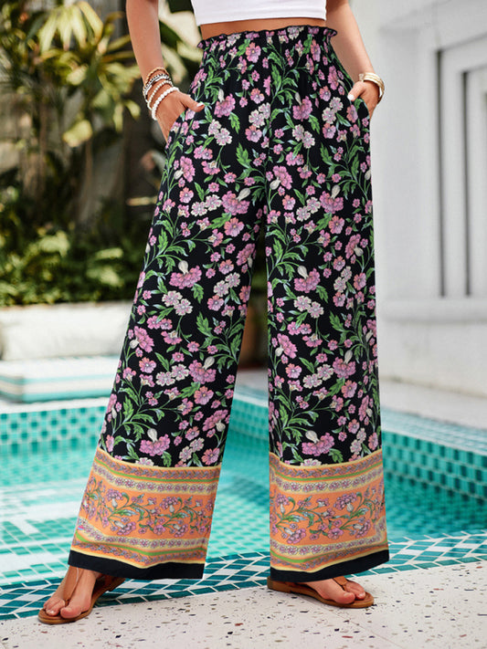 Floral Printed Smocked Pants