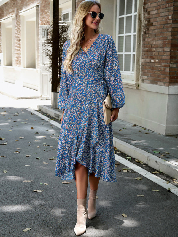 Ruffled Midi Wrap Dress