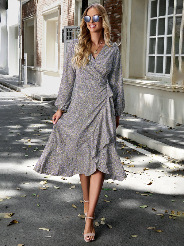 Ruffled Midi Wrap Dress