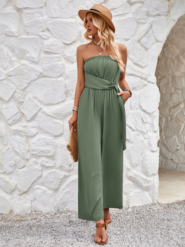 Tube Top Straight Leg Jumpsuit