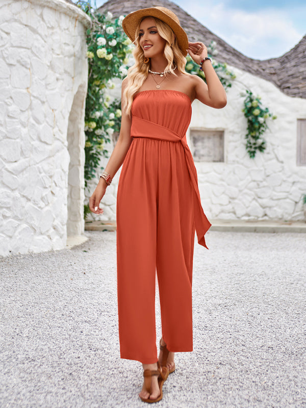 Tube Top Straight Leg Jumpsuit